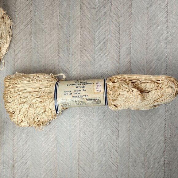 Bucilla Wondersheen Mercerized Crochet Knitting Cotton Lot 10 Skeins Ivory #9 - Picture 5 of 6